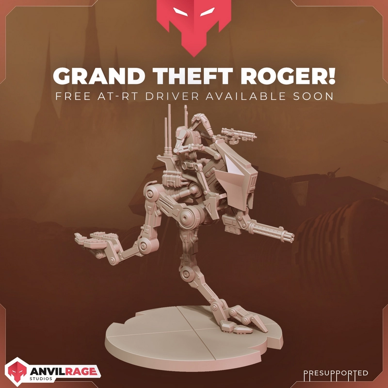 AT-RT Separatist walker miniature with weapons on a round display base