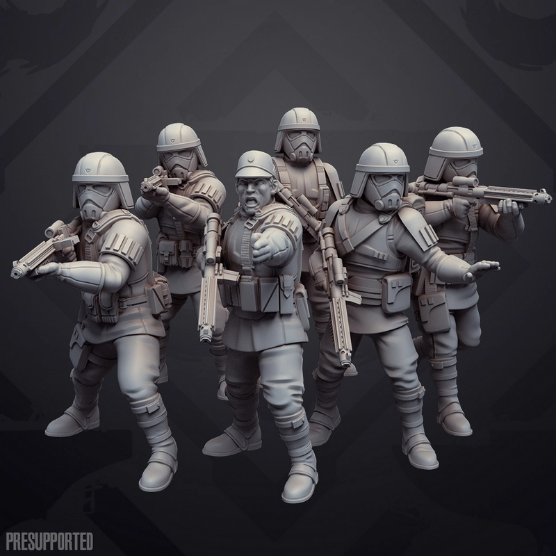 Star Wars armored engineer squad 3D model with five soldiers and varied weapons