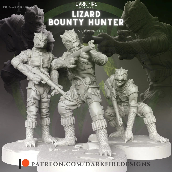 Bossk Star Wars lizard bounty hunter figure in armor with blaster and clawed feet