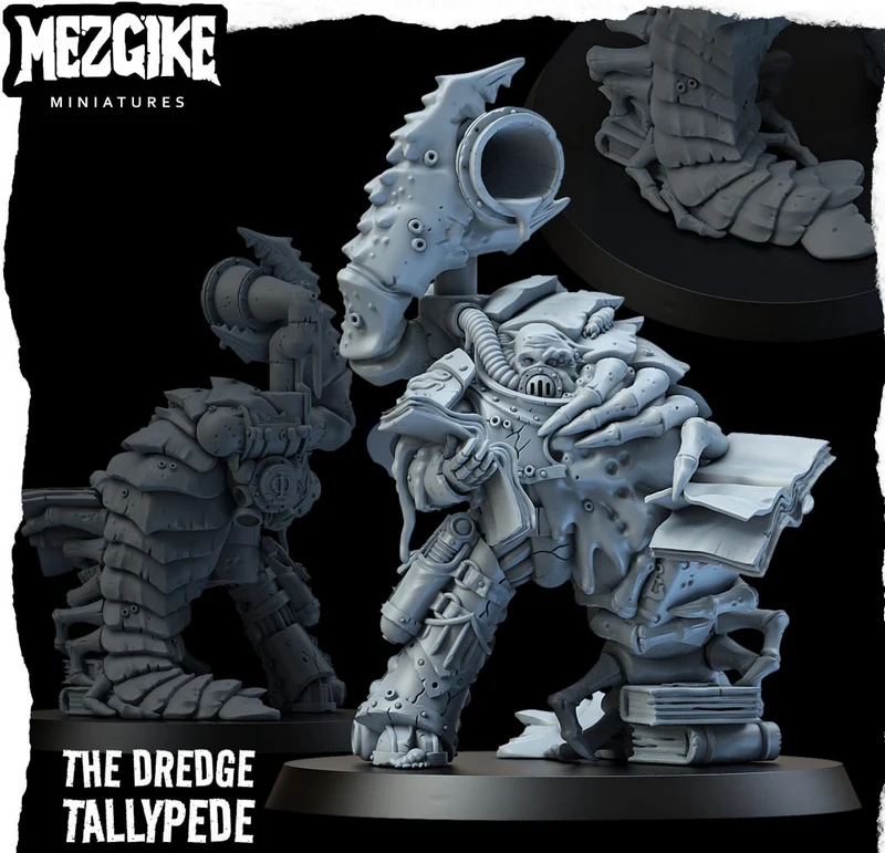 Dredgepede fantasy creature miniature with segmented armor and clawed limbs