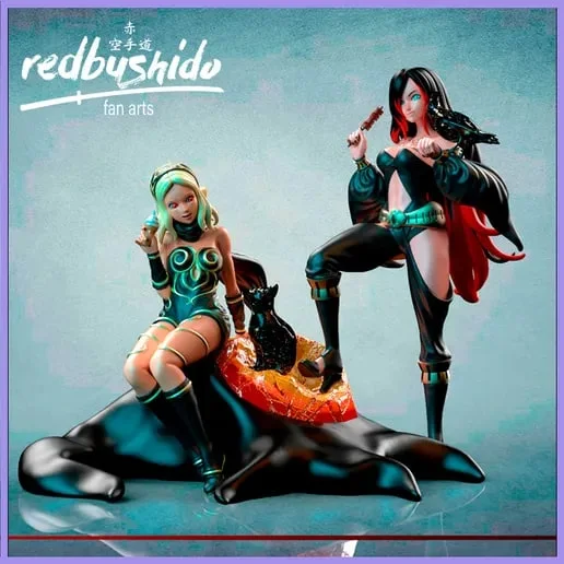 Gravity Rush fan art with two stylized female figures on a creature-like base