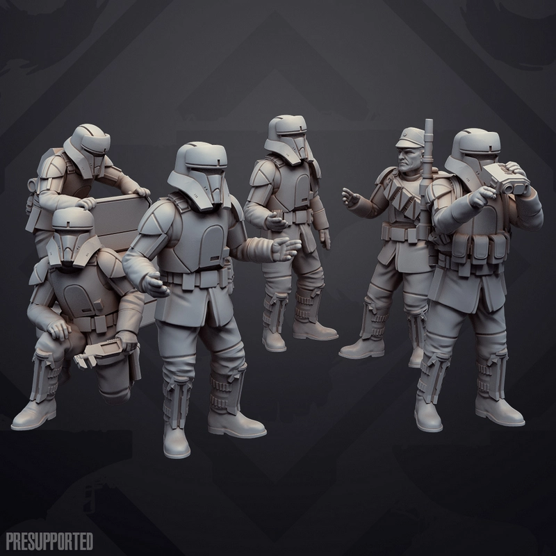 Six Star Wars garrison crew figures in armor and varied poses