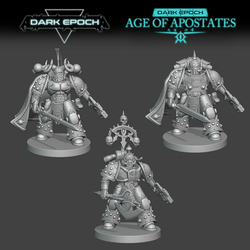 Godsworn Lord fantasy armored miniatures with capes, weapons, and round bases