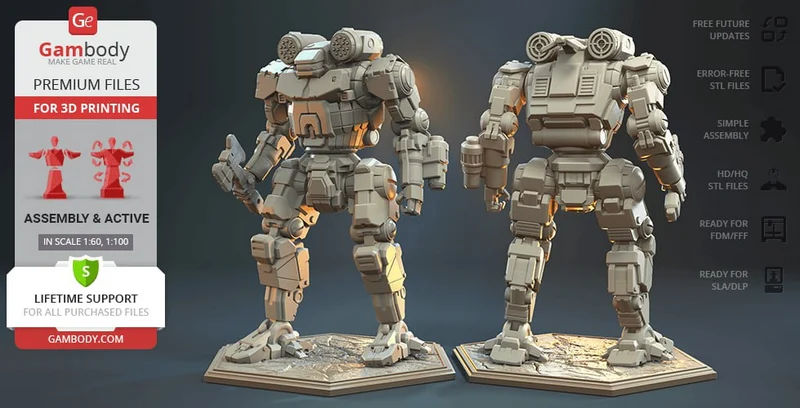 Axman BattleTech BattleMech model with an axe and armored plating