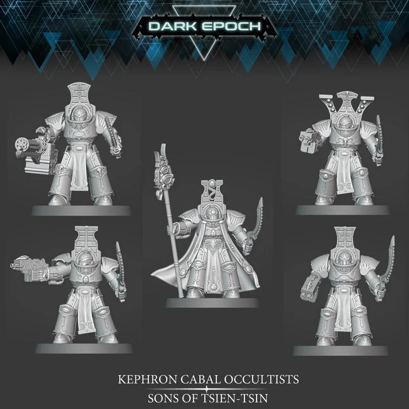 Kephron Cabal Occultists armored tabletop miniatures with varied weapons