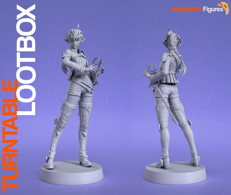 Alisaie Leveilleur Final Fantasy XIV 3D figure with sword and round base