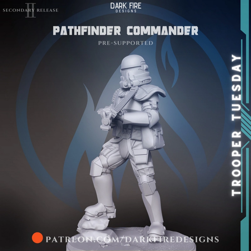 Star Wars Pathfinder Commander armored trooper 3D model with blaster