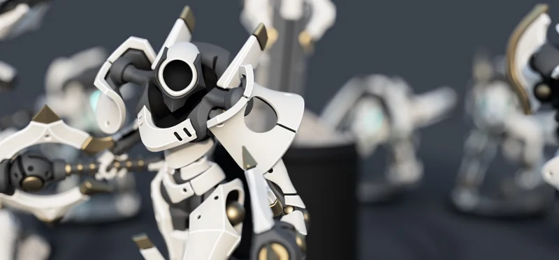 White armored Wercor WER Guardian Class VoidFrame mech with a central cannon
