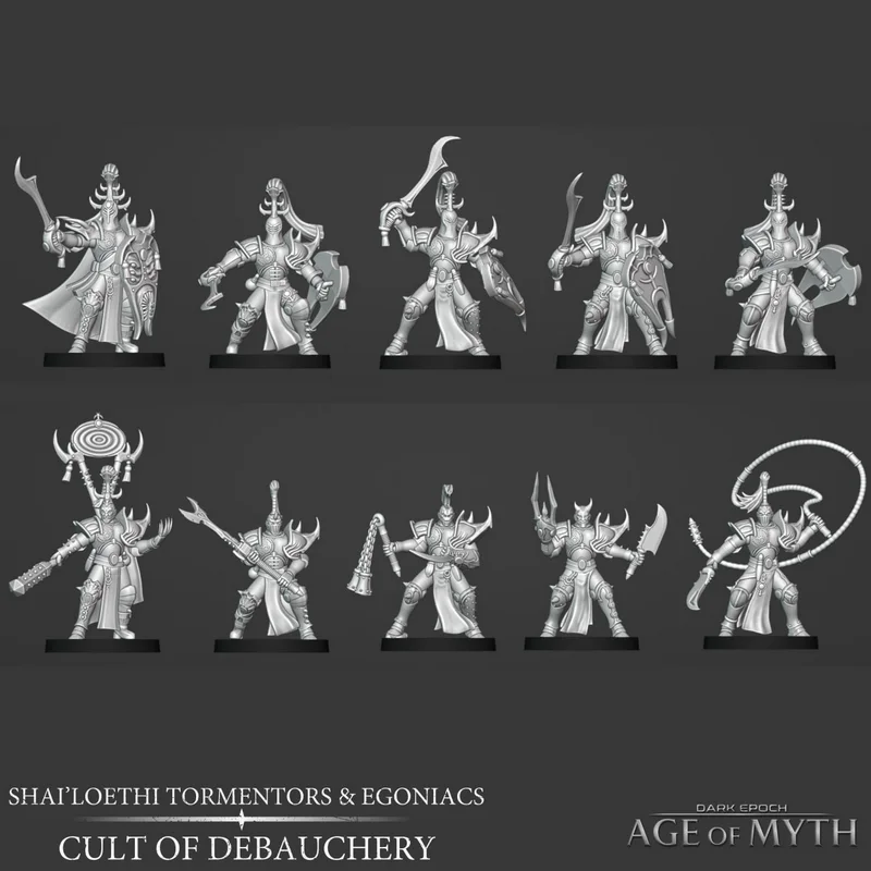 Shailoethi Tormentors and Egoniacs armored tabletop miniatures