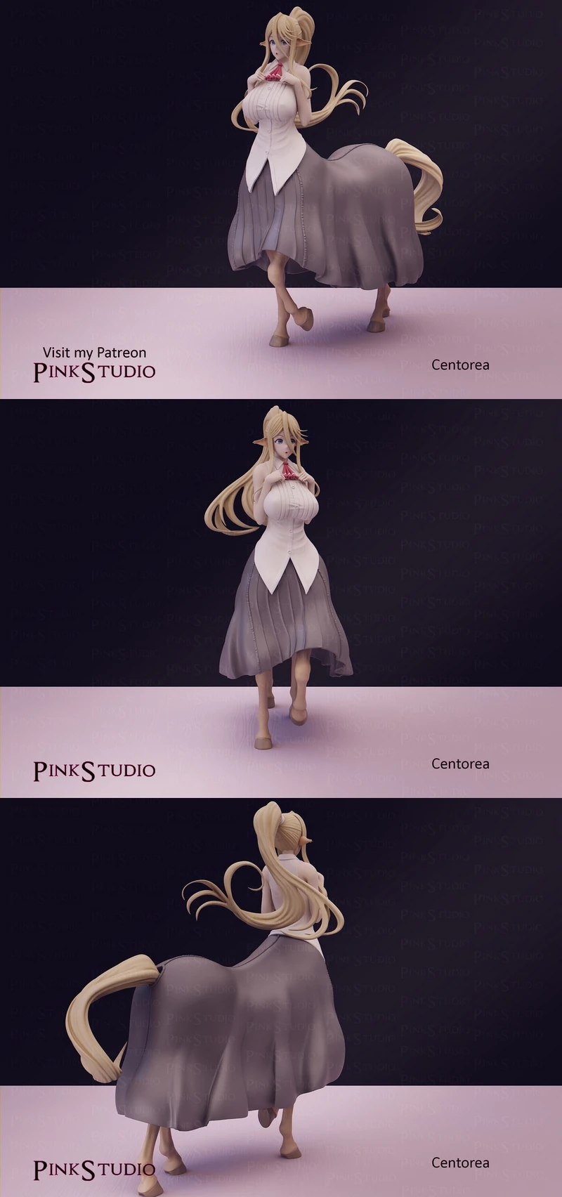 Centorea from Monster Musume depicted as a blonde female centaur figure