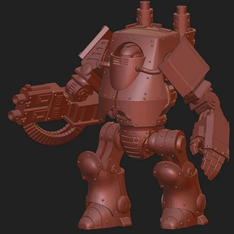 Contemptor Pattern Dreadnought with heavy weapons and riveted armor