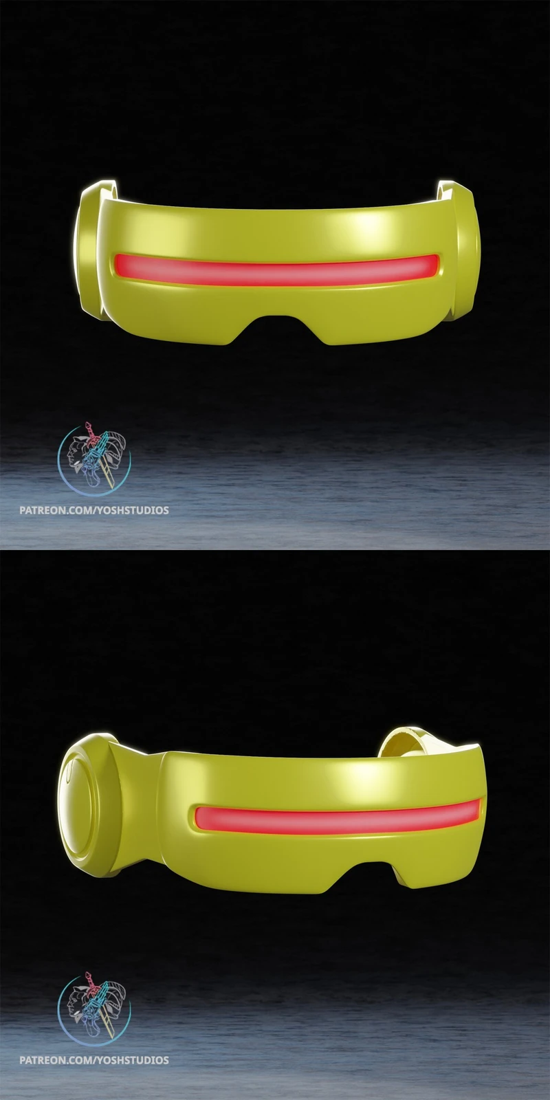 Yellow Cyclops '97 visor with a red optic opening from X-Men '97