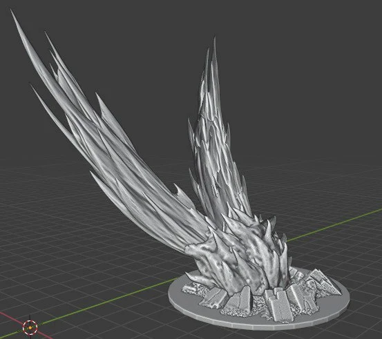 Everblaze Comet fantasy 3D model with jagged crystalline flames on a rocky circular base