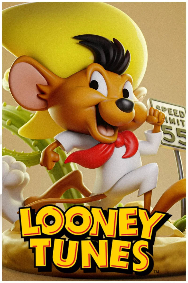 Speedy Gonzales from Looney Tunes wearing a yellow sombrero and red neckerchief