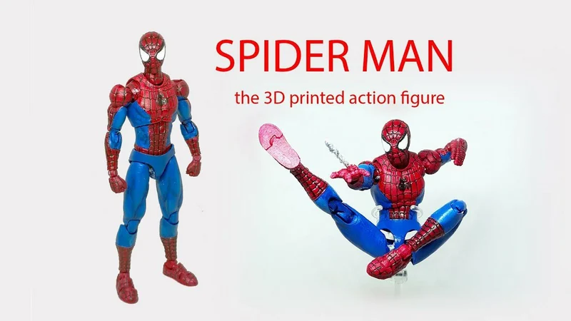 Articulated Marvel Spider-Man figure in a red-and-blue web-patterned suit
