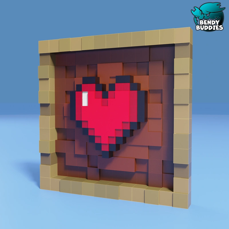 Block-style Minecraft heart in a tan square frame