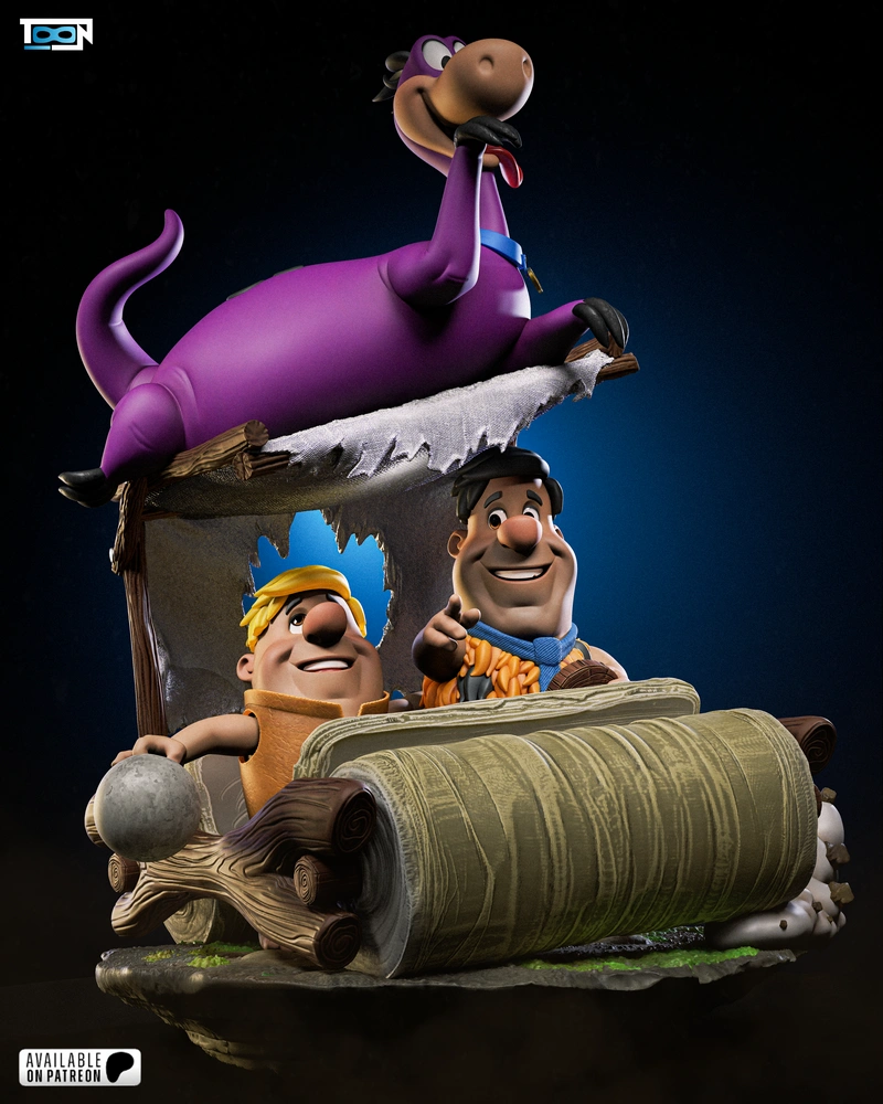 The Flintstones Cartoon Character Diorama 3D Model