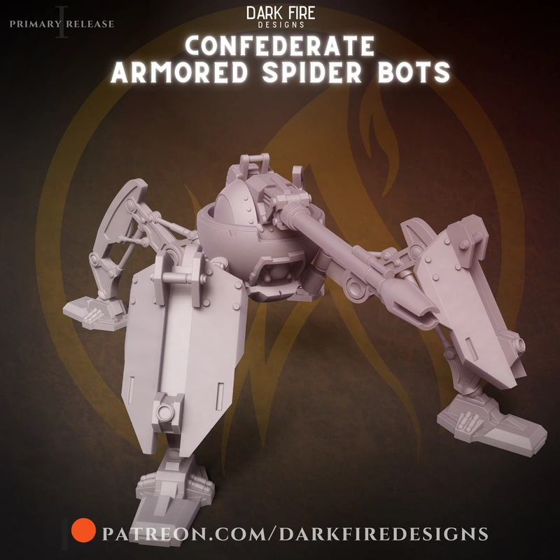 Advanced Dwarf Spider Droid with armored legs and forward cannon