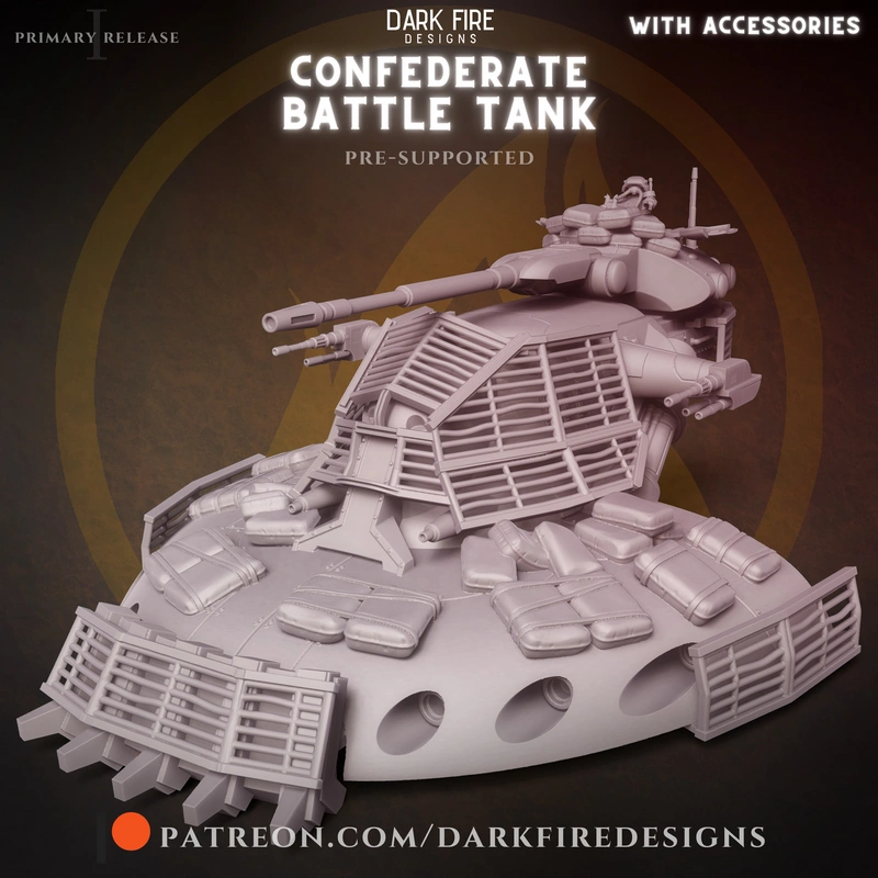 Star Wars AAT Mimban battle tank 3D model with slat armor and turret weapons