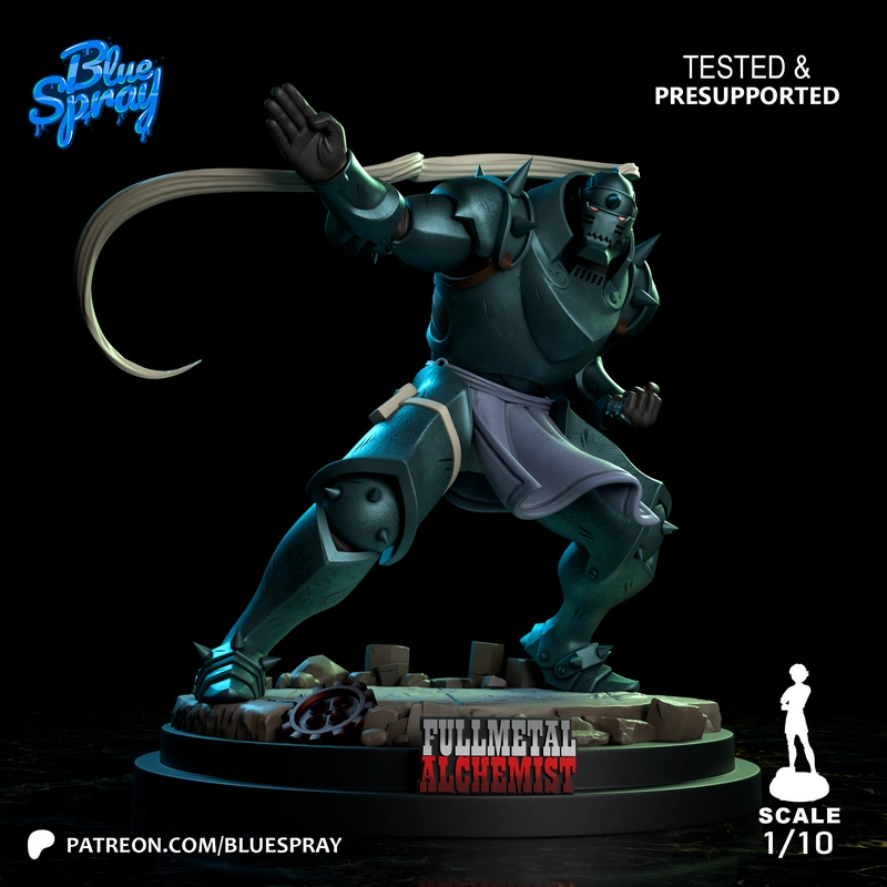 Alphonse Elric armored figure from Fullmetal Alchemist on a display base