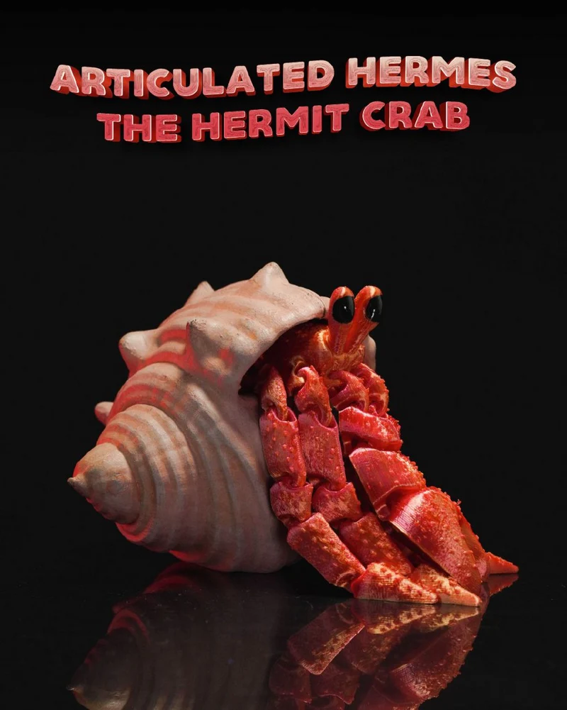 Hermes the Hermit Crab Articulated 3D Model