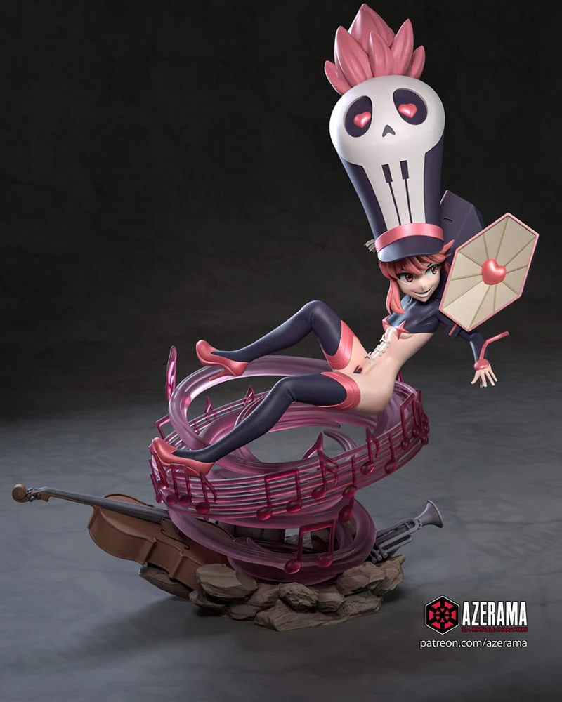 Nonon Jakuzure Symphony Regalia figure with a skull hat and musical instrument base