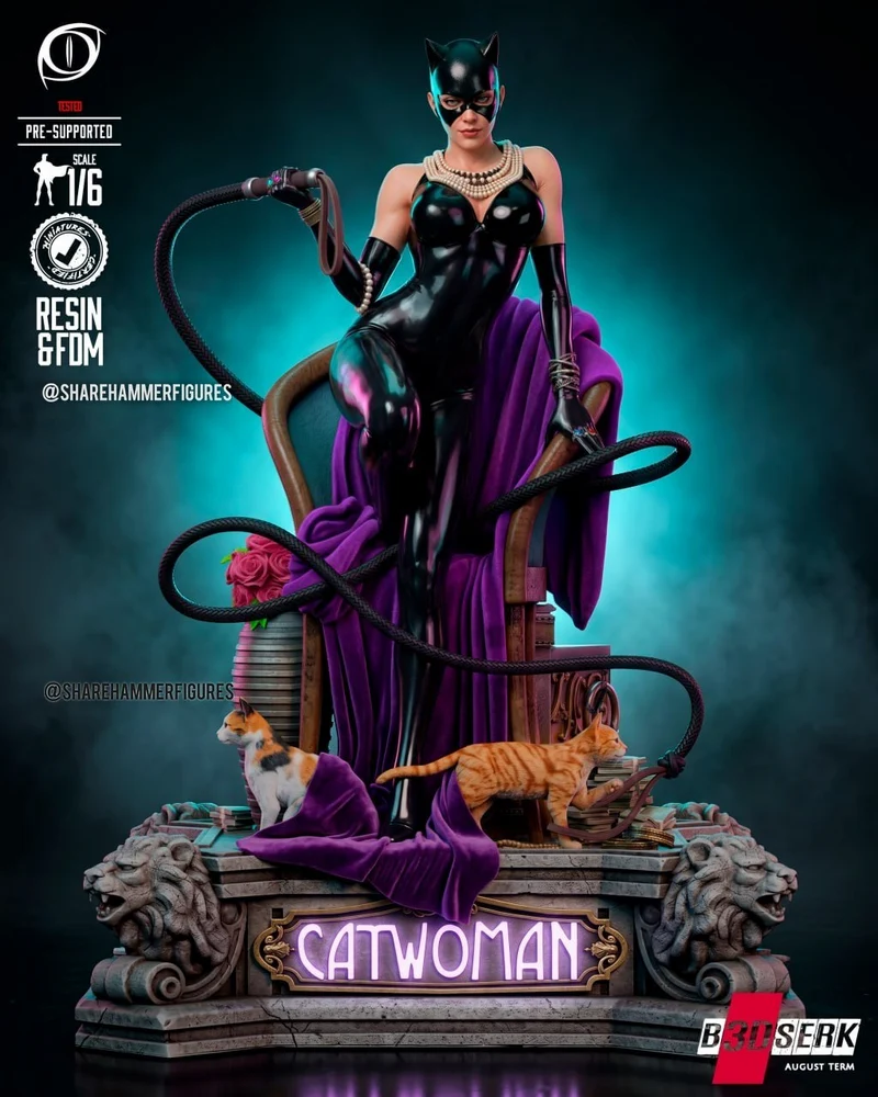 Catwoman DC Comics Seated Statue 3D Print Model