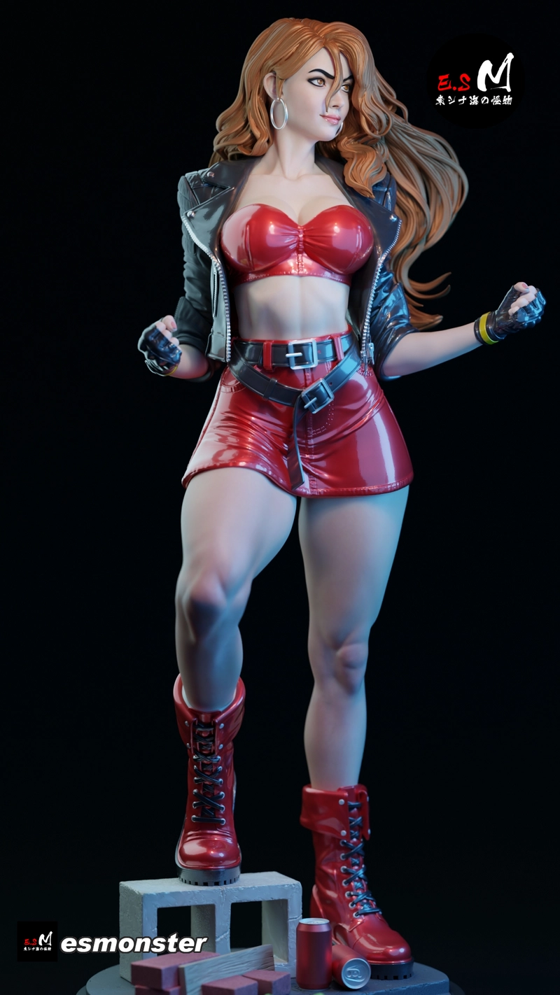Blaze Fielding Streets of Rage 3D character statue in a red outfit