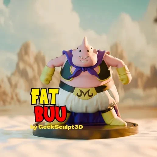 Majin Buu Dragon Ball 3D figurine on a circular display base