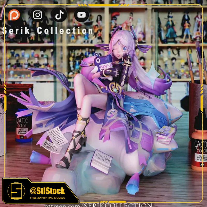 Citlali Genshin Impact 3D figurine with lavender hair and purple costume
