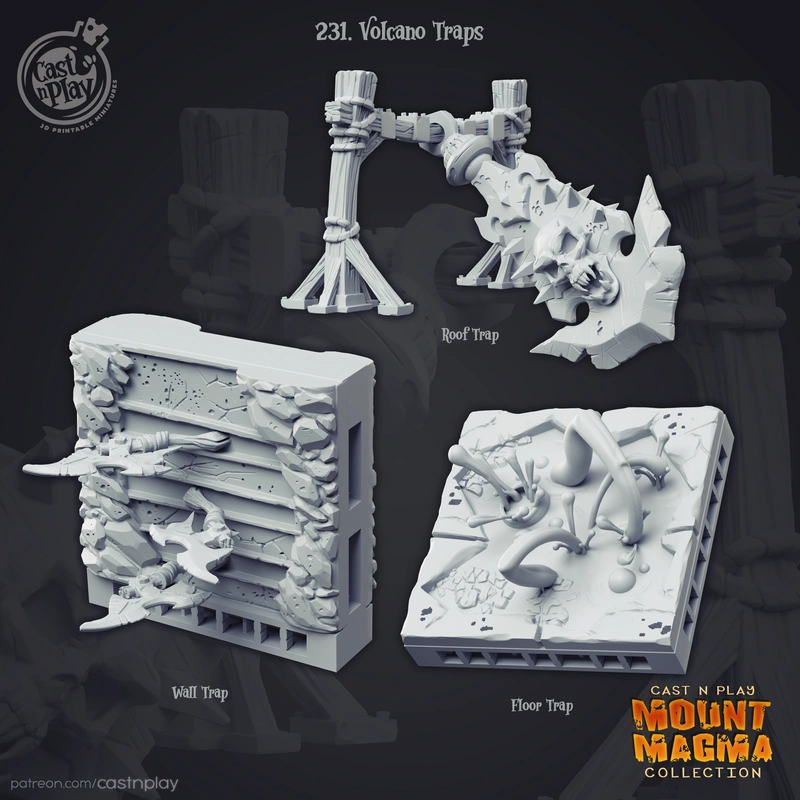 Volcano Traps tabletop terrain with wall, floor, and roof hazards