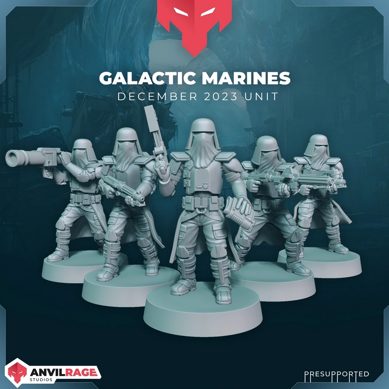 Star Wars Clone Trooper 21st Nova Corps miniatures with weapons on round bases