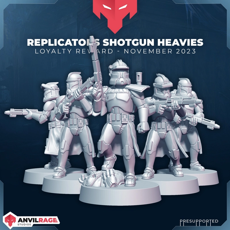 Star Wars Clone Trooper shotgunners in white armor with blaster shotguns