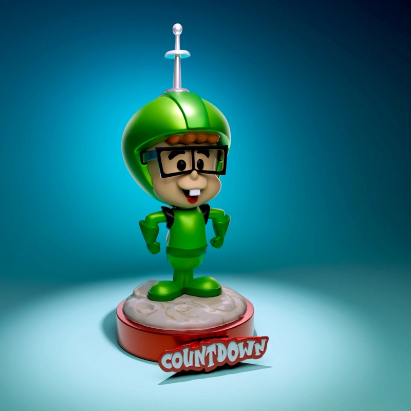 Countdown DC Comics green helmeted character figurine on a display base