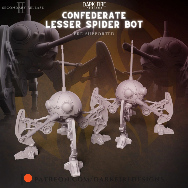 DSD1 Dwarf Spider Droid 3D model with spherical body and articulated legs