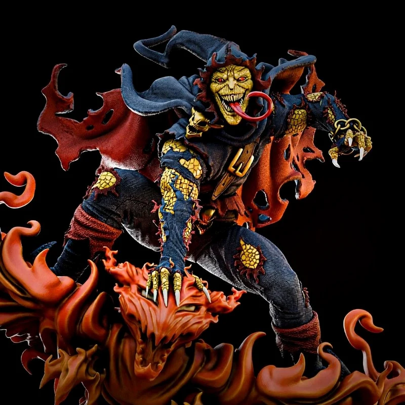 Demogoblin Marvel character statue with ragged wings and a fiery base