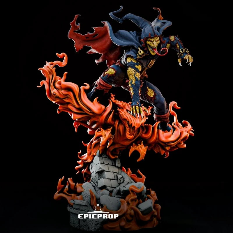 Demogoblin Marvel 3D model with flames and a rocky pedestal