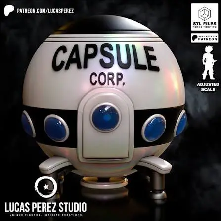 Dragon Ball Capsule Corp spaceship STL model with blue portholes