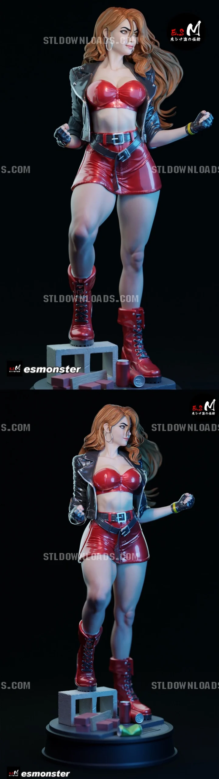 Blaze Fielding Streets of Rage 3D character statue in a red outfit