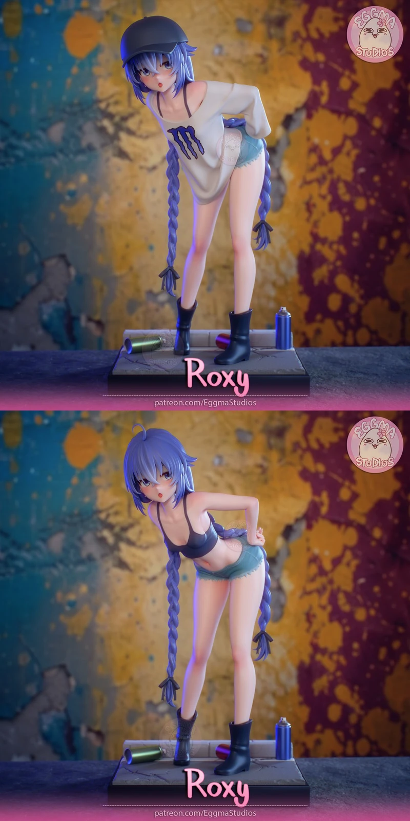 Roxy Migurdia Mushoku Tensei anime-style 3D character figure with blue braids