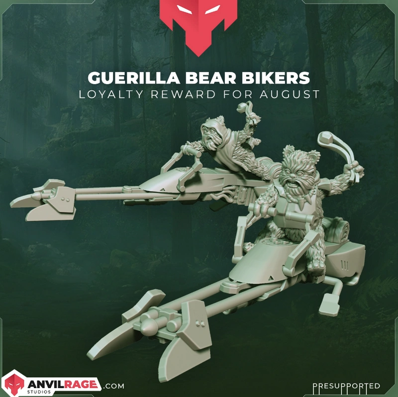 Two furry Ewok riders on detailed speeder bikes