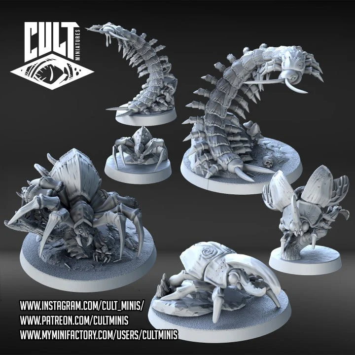 Forest Bugs fantasy insect creature miniatures on round bases