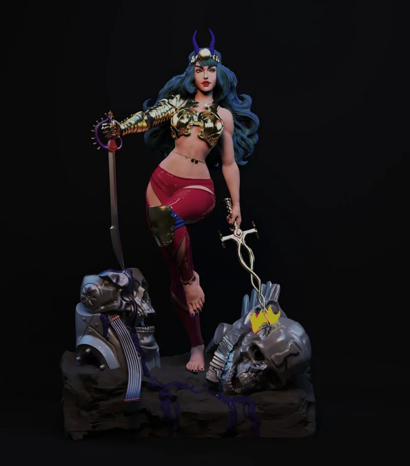 White Sorceress Fantasy Character 3D Print Model