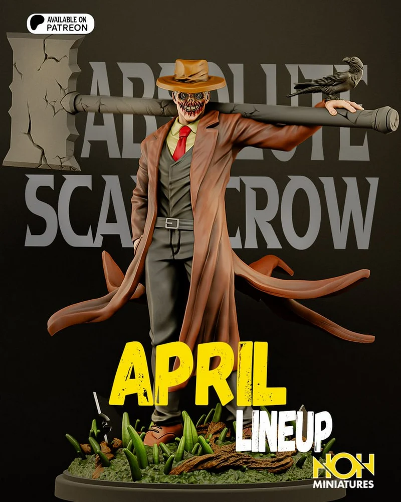 Absolute Scarecrow DC Comics statue with a crow, hat, coat, and crossbar