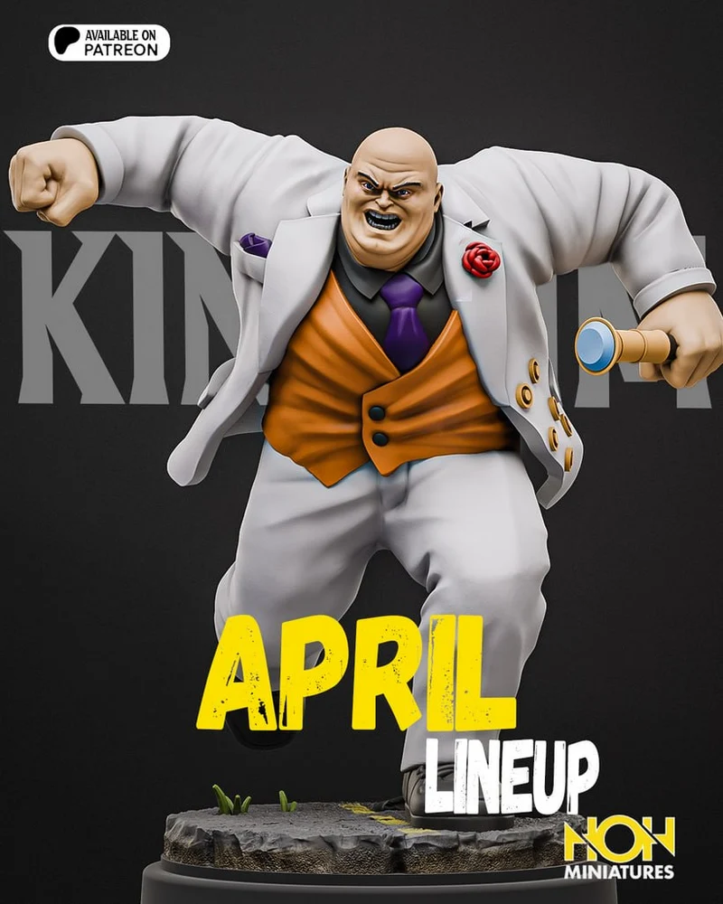 Kingpin of Crime Marvel miniature in a white suit and orange vest