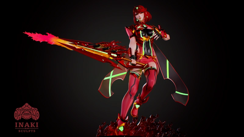 Pyra from Xenoblade Chronicles 2 holding a flame-edged sword
