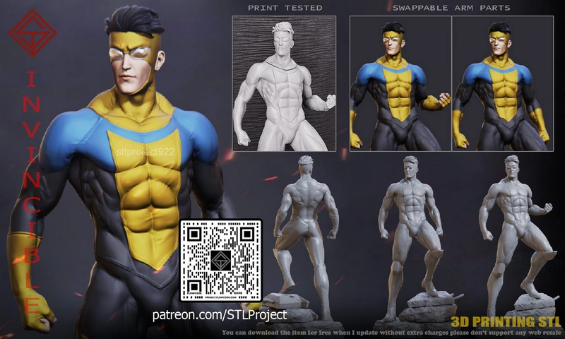 Invincible Mark Grayson superhero figure in a blue, yellow, and black costume
