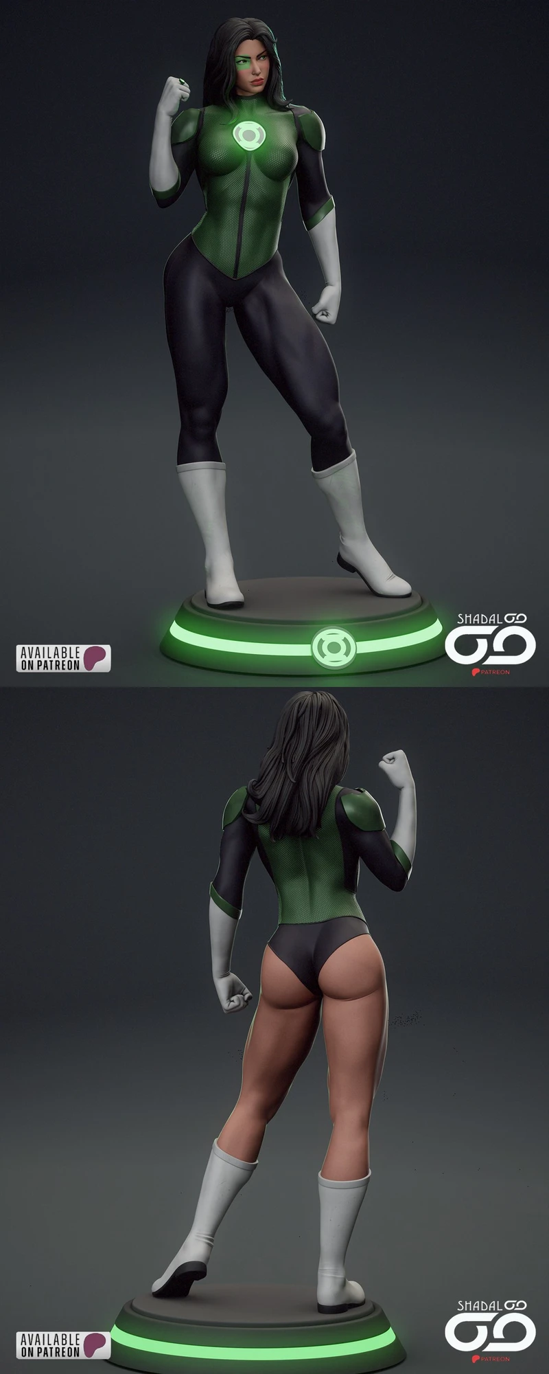 Jessica Cruz Green Lantern statue in a green-and-black suit on a display base