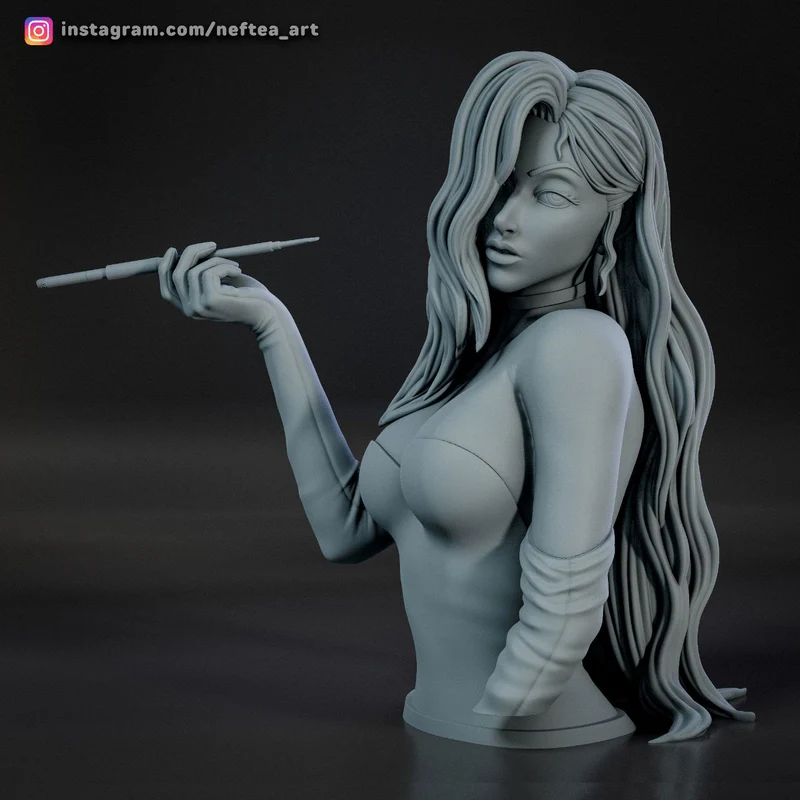 Jessica Rabbit character bust with flowing hair, gloves, and raised cigarette holder