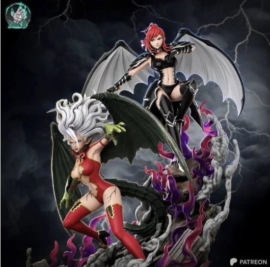 Erza Scarlet and Mirajane Strauss Fairy Tail winged fantasy statue